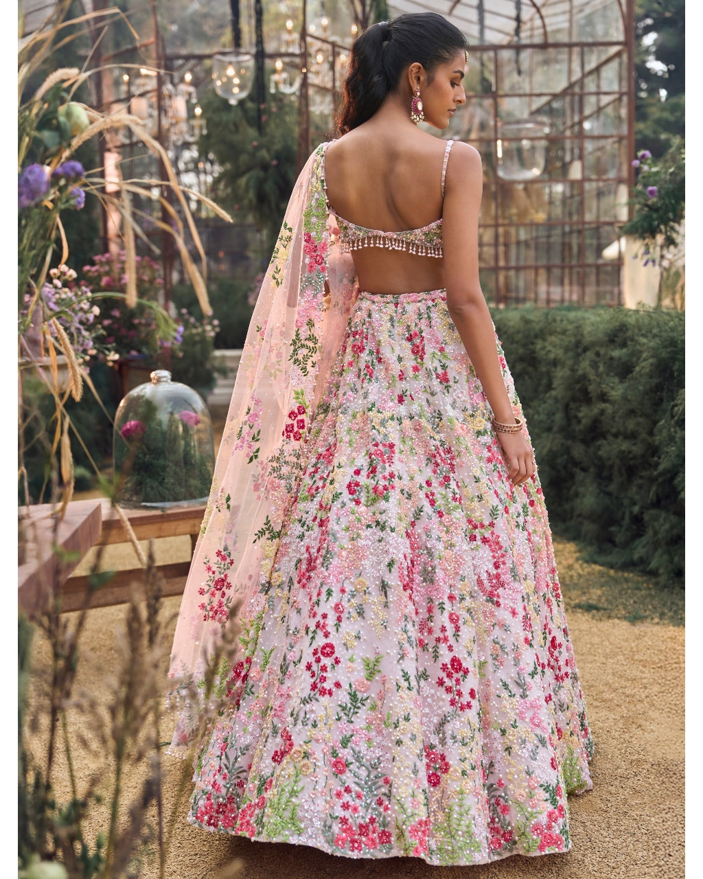 Powder Peach Multi-Coloured Lehenga Set