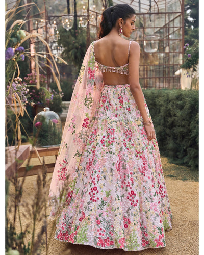 Powder Peach Multi-Coloured Lehenga Set