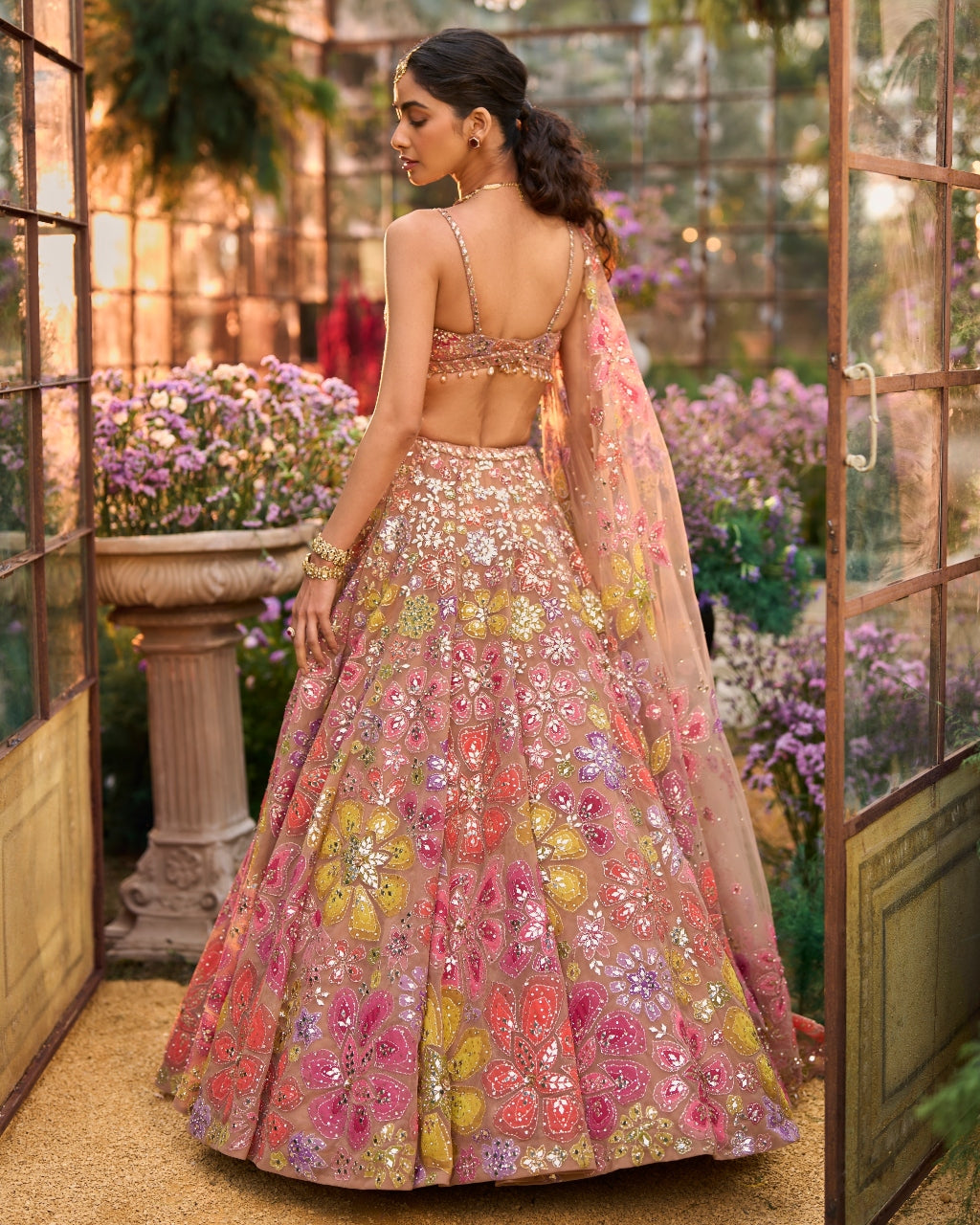 Coffee Floral Lehenga Set