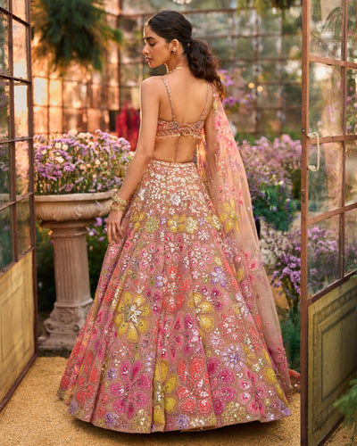 Coffee Floral Lehenga Set