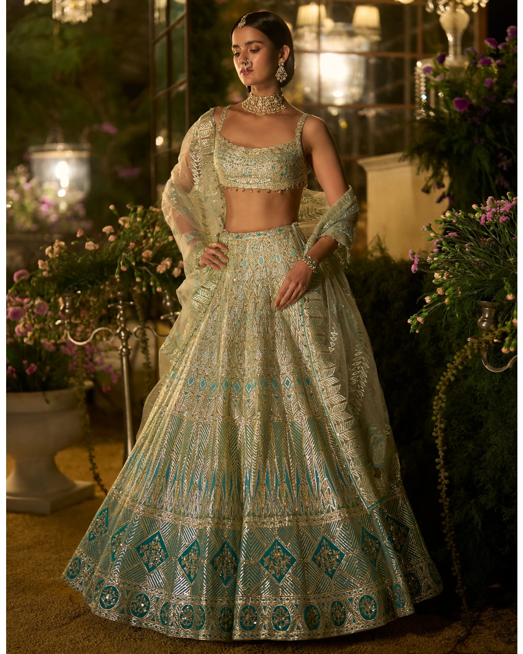 Turquoise Blue Lehenga Set