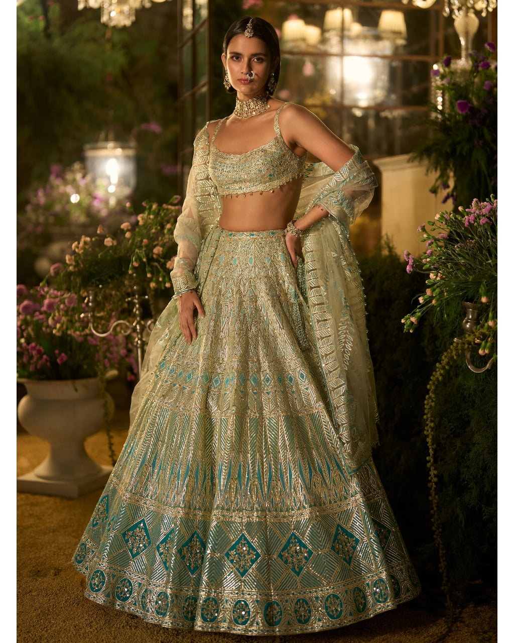 Turquoise Blue Lehenga Set