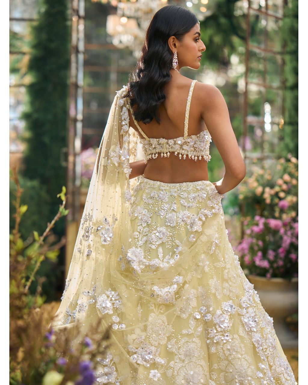 Lime Yellow Floral Lehenga Set