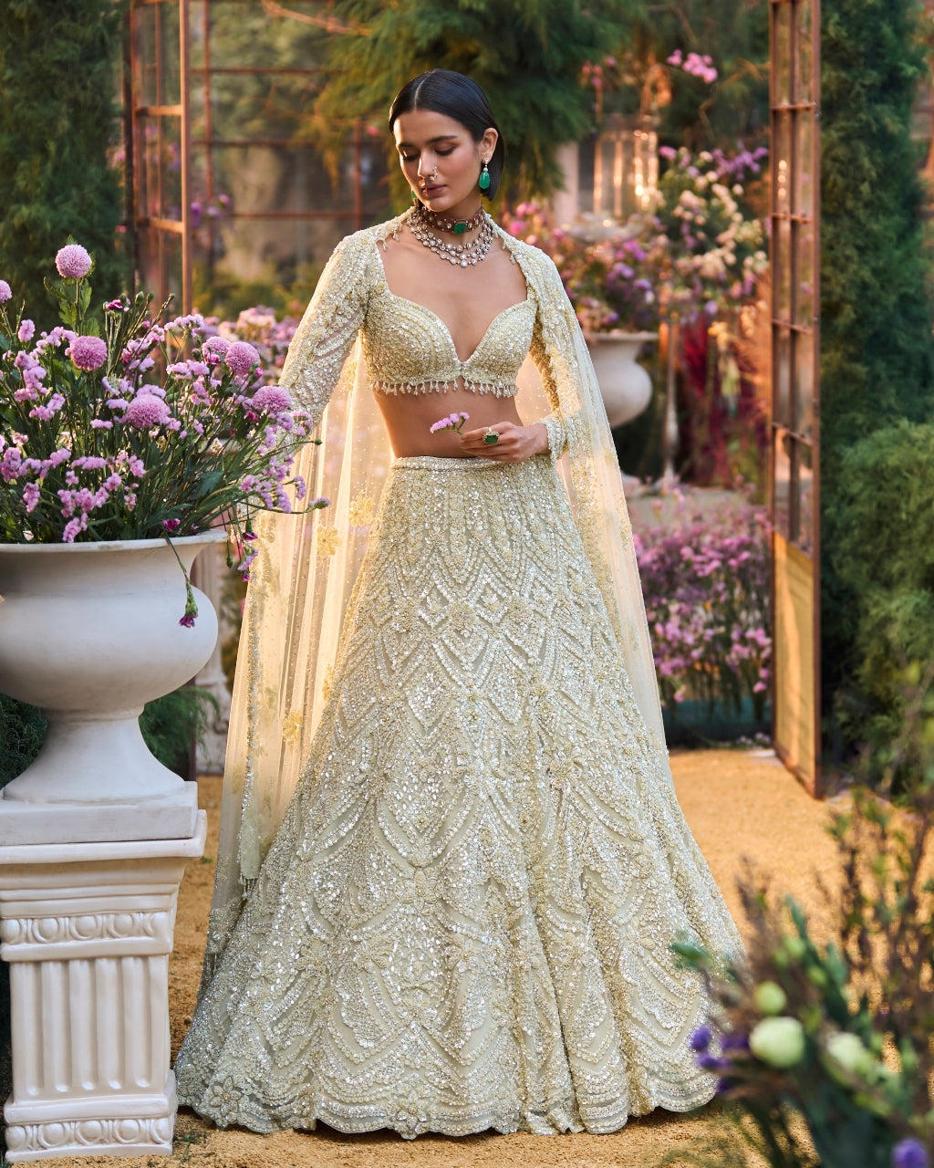Sage Green Sequin Lehenga Set