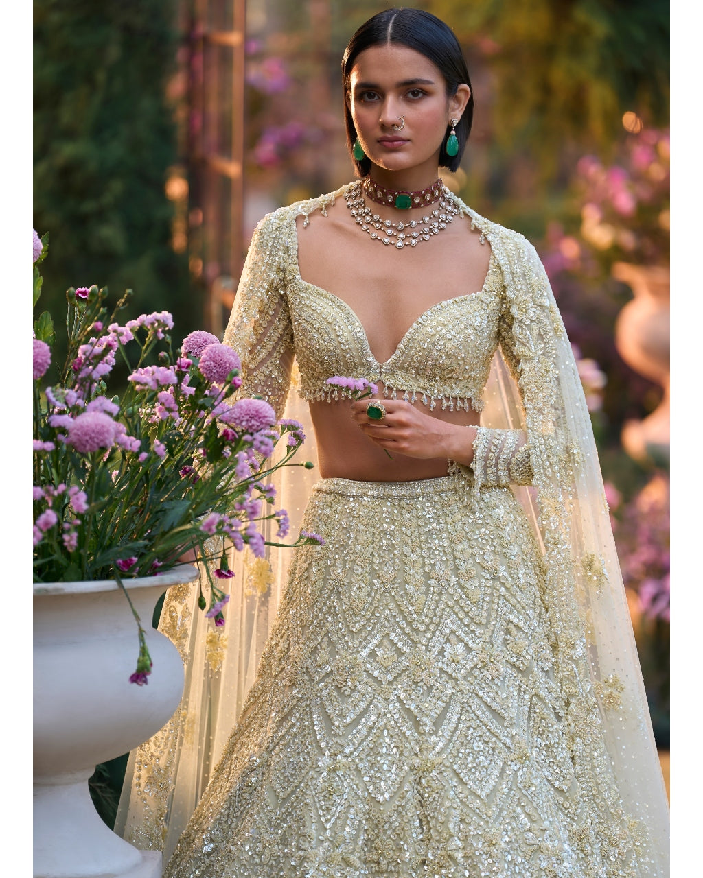 Sage Green Sequin Lehenga Set