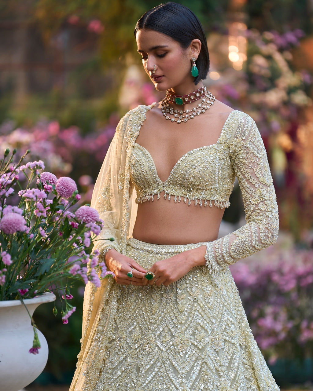 Sage Green Sequin Lehenga Set