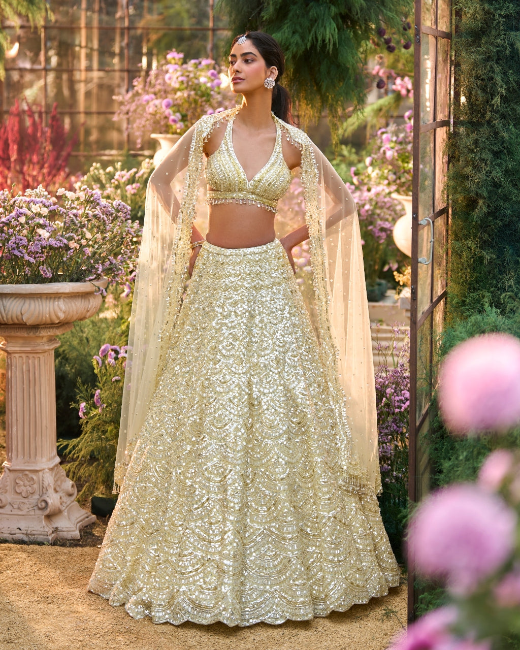 Lemon Yellow Sequin Lehenga Set