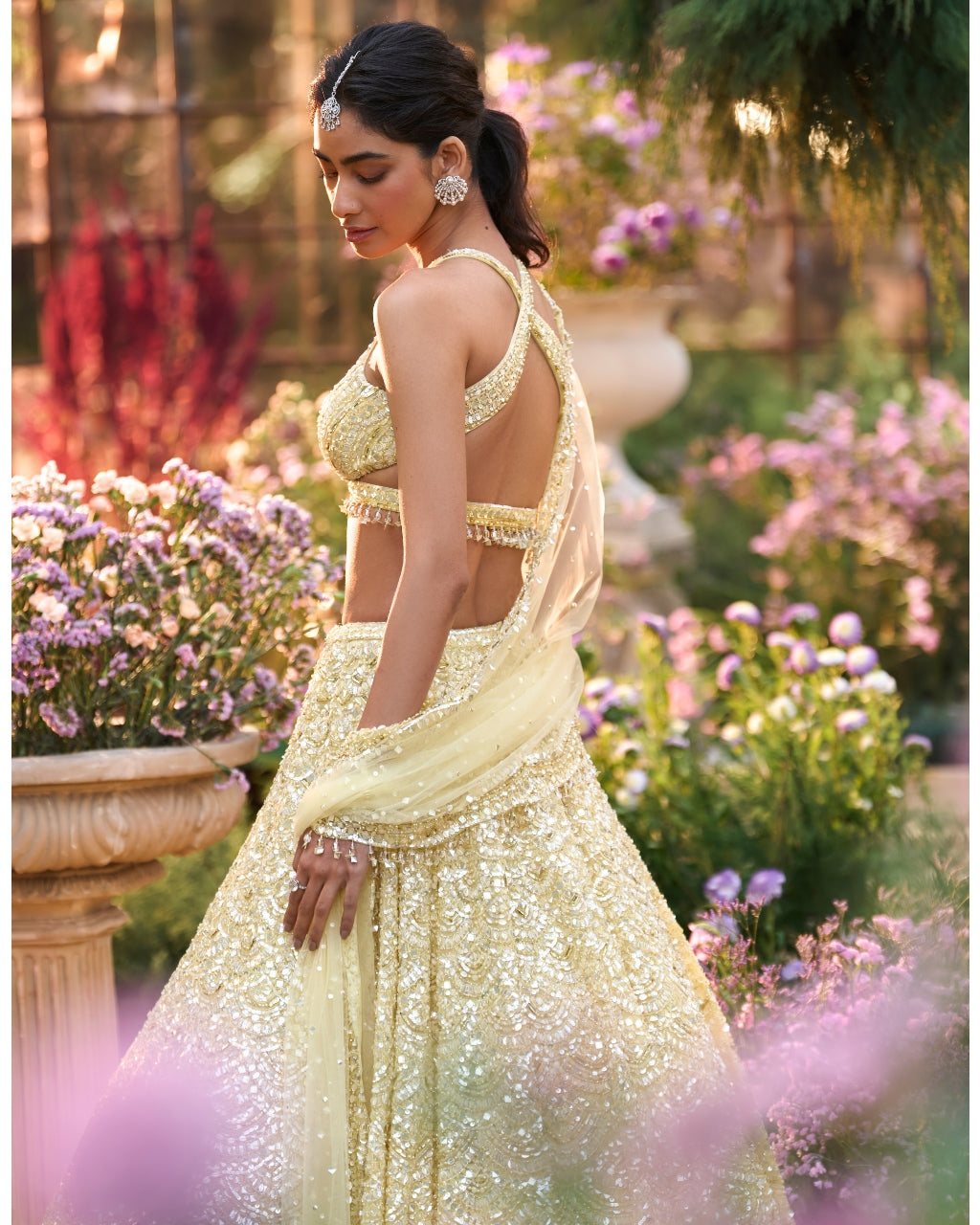 Lemon Yellow Sequin Lehenga Set
