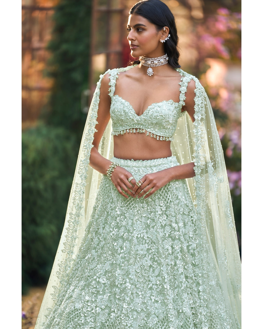Soft Aqua Sequin Lehenga Set