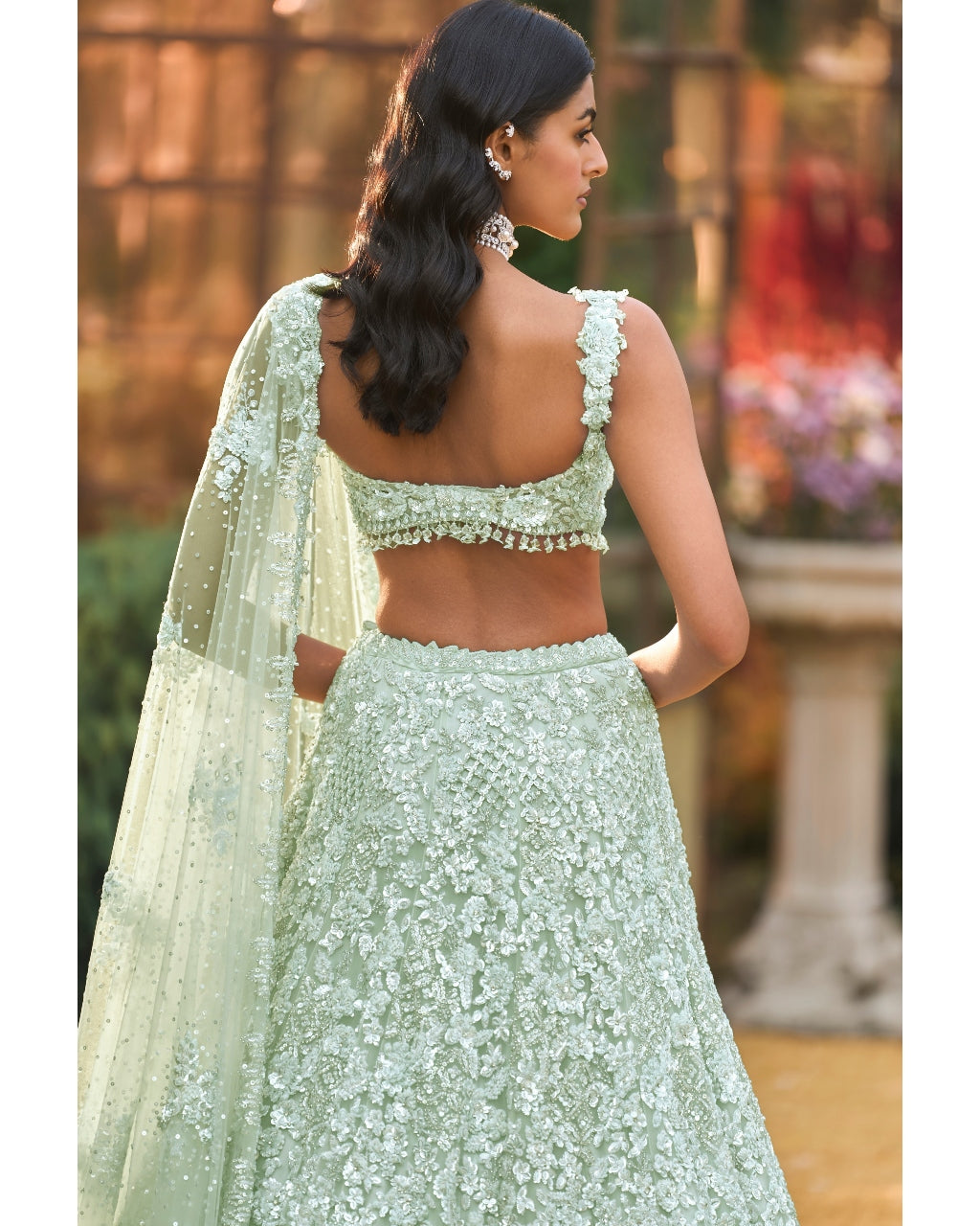 Soft Aqua Sequin Lehenga Set