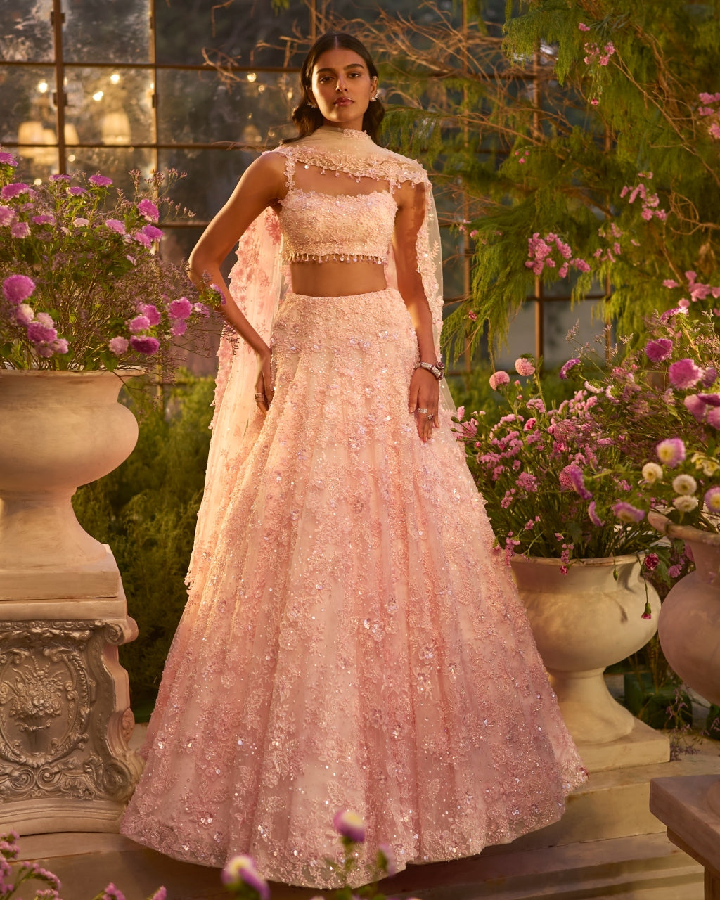 Candy Pink Three-Dimensional Lehenga Set