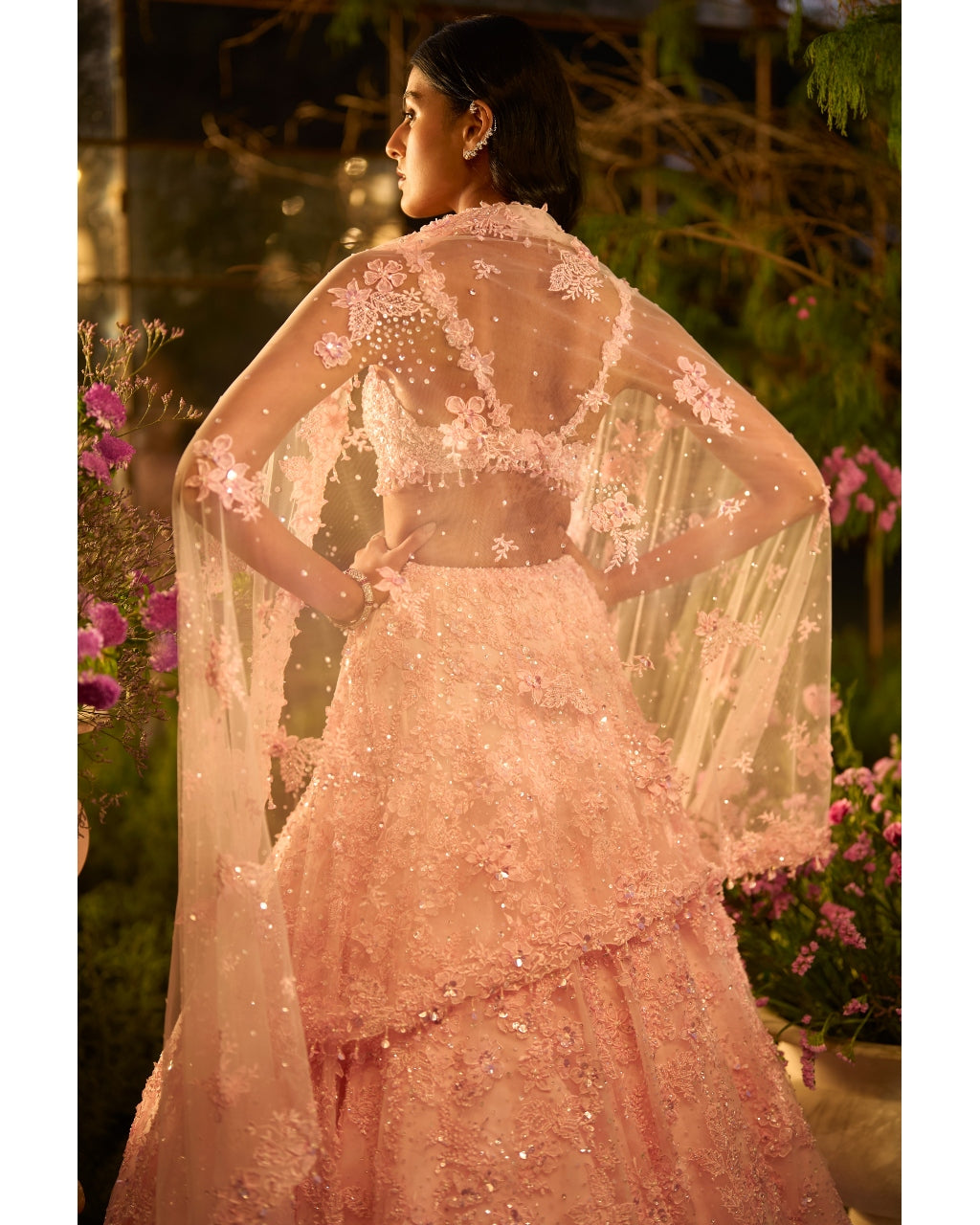 Candy Pink Three-Dimensional Lehenga Set