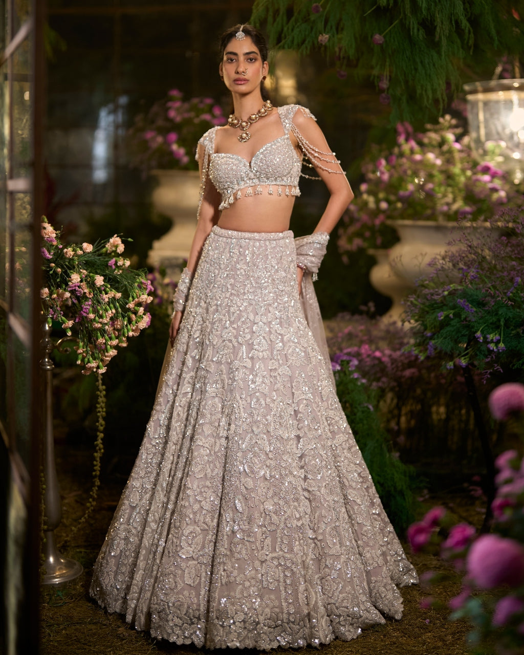 Slate Grey Sequin Lehenga Set