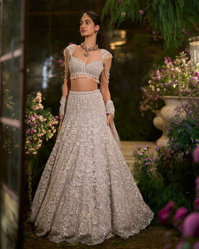 Slate Grey Sequin Lehenga Set