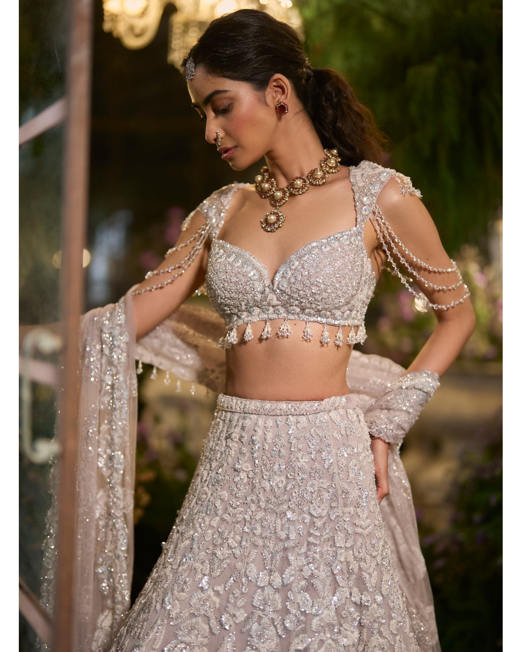Slate Grey Sequin Lehenga Set