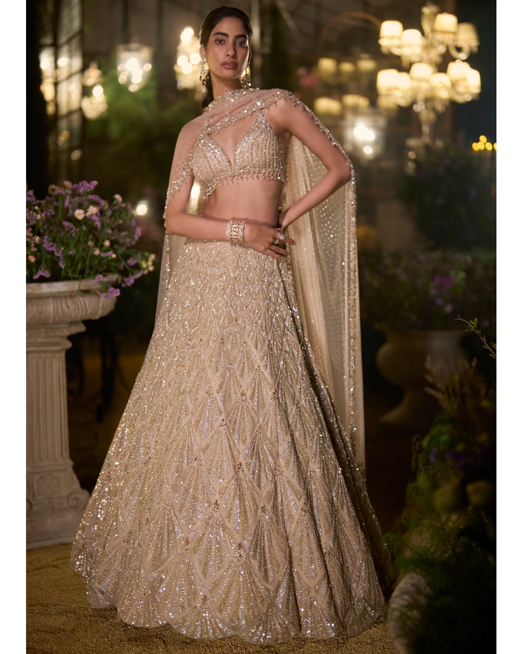 Coffee Sequin Lehenga Set