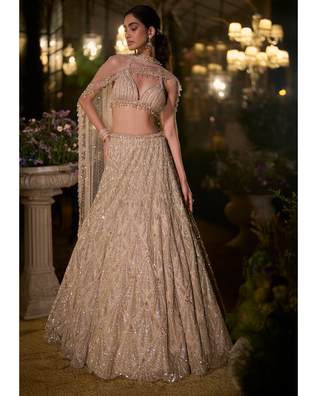 Coffee Sequin Lehenga Set
