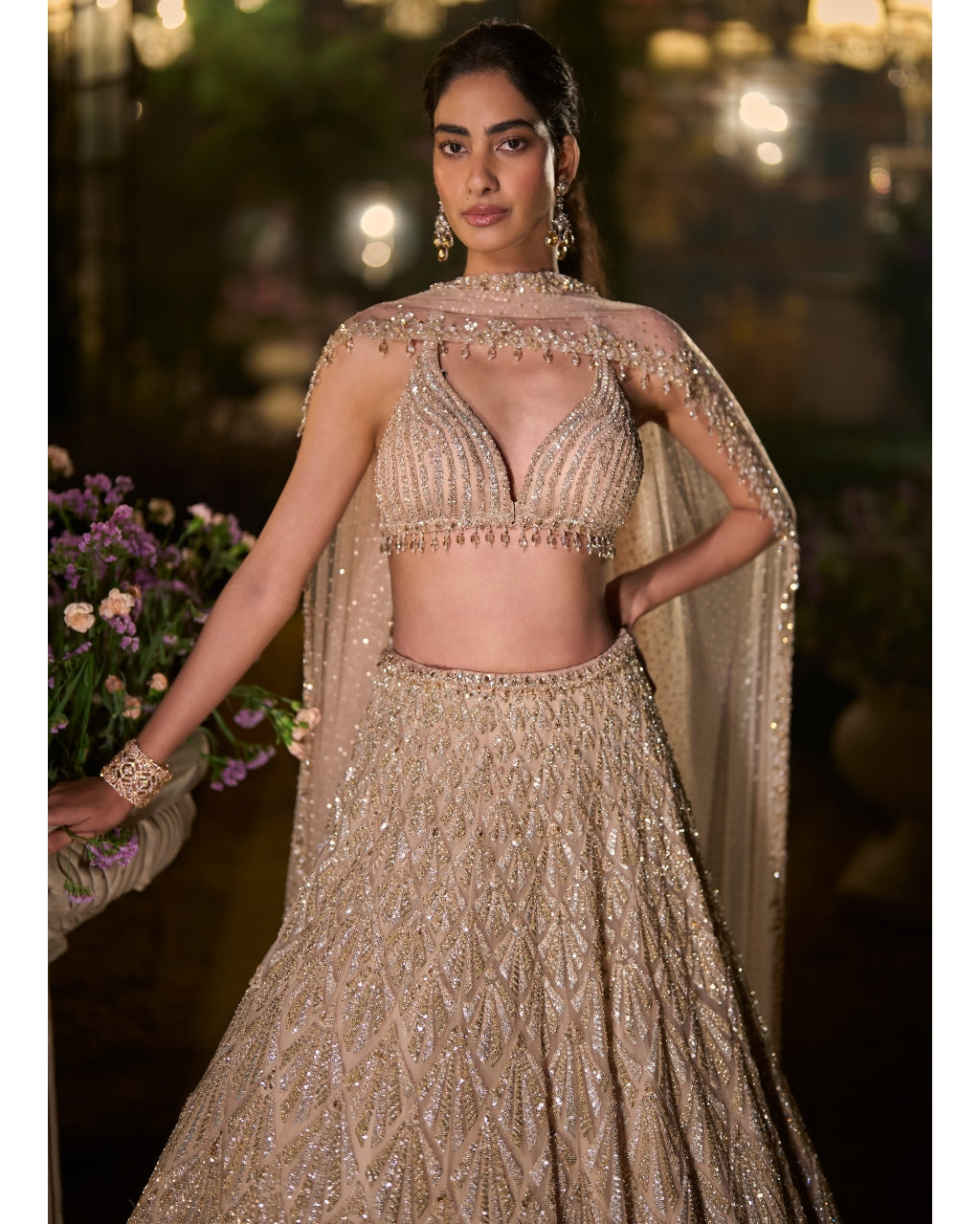 Coffee Sequin Lehenga Set