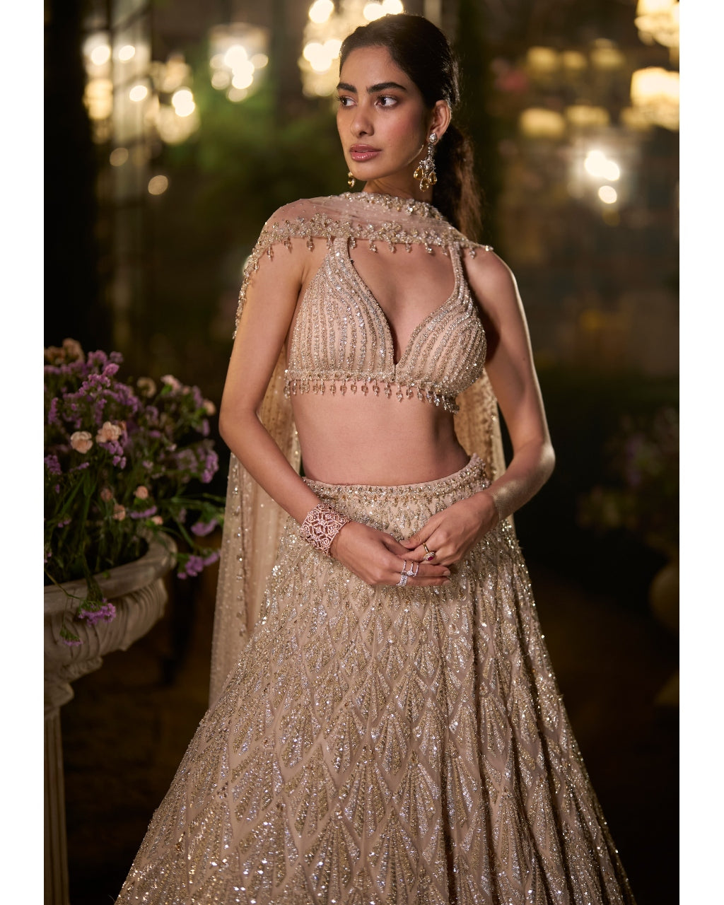 Coffee Sequin Lehenga Set