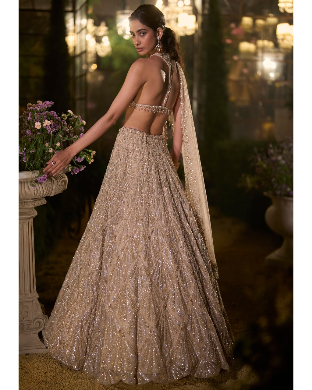Coffee Sequin Lehenga Set
