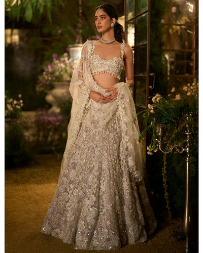 Ice Grey Pearl Lehenga Set
