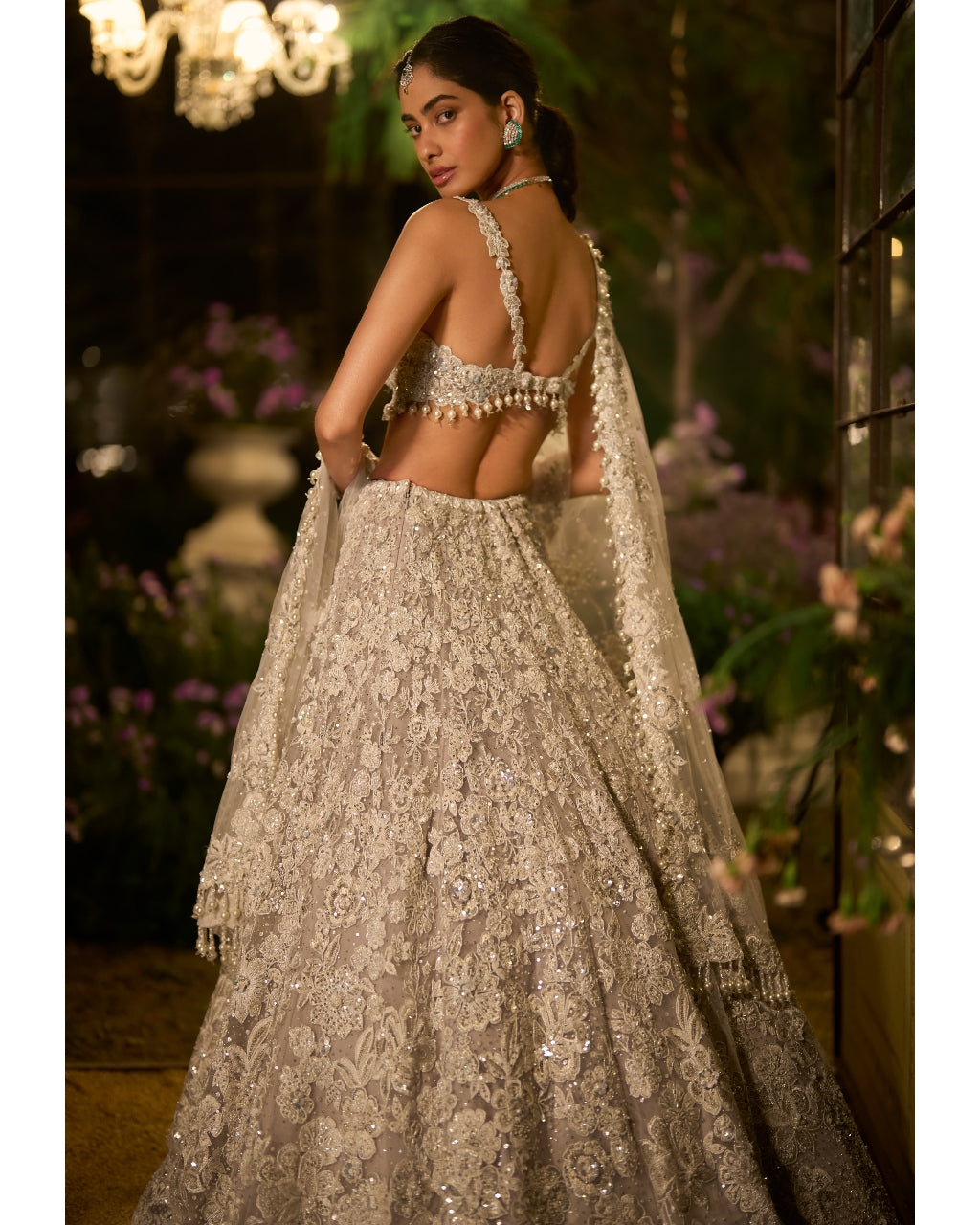Ice Grey Pearl Lehenga Set