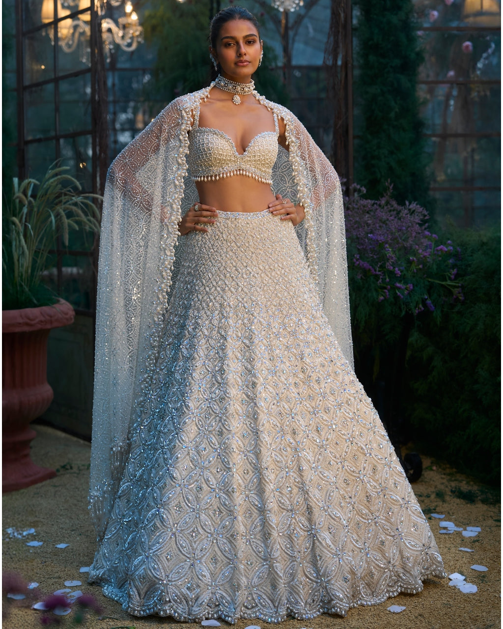 Ivory Pearl & Sequin Lehenga Set