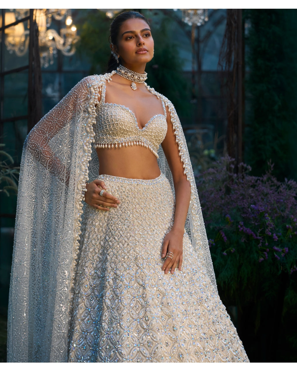 Ivory Pearl & Sequin Lehenga Set