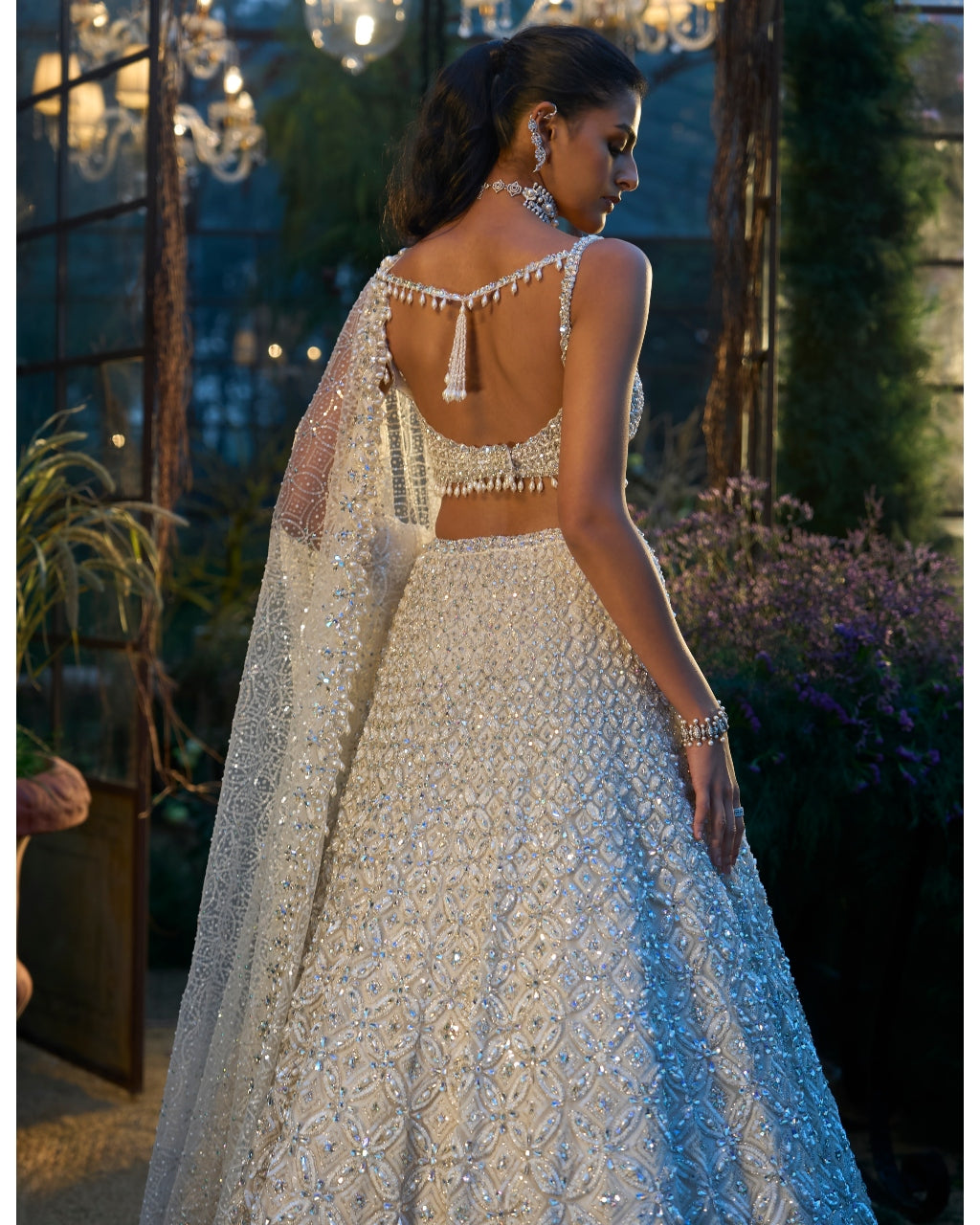 Ivory Pearl & Sequin Lehenga Set