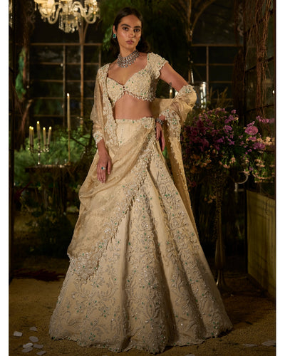 Light Gold Pearl Lehenga Set