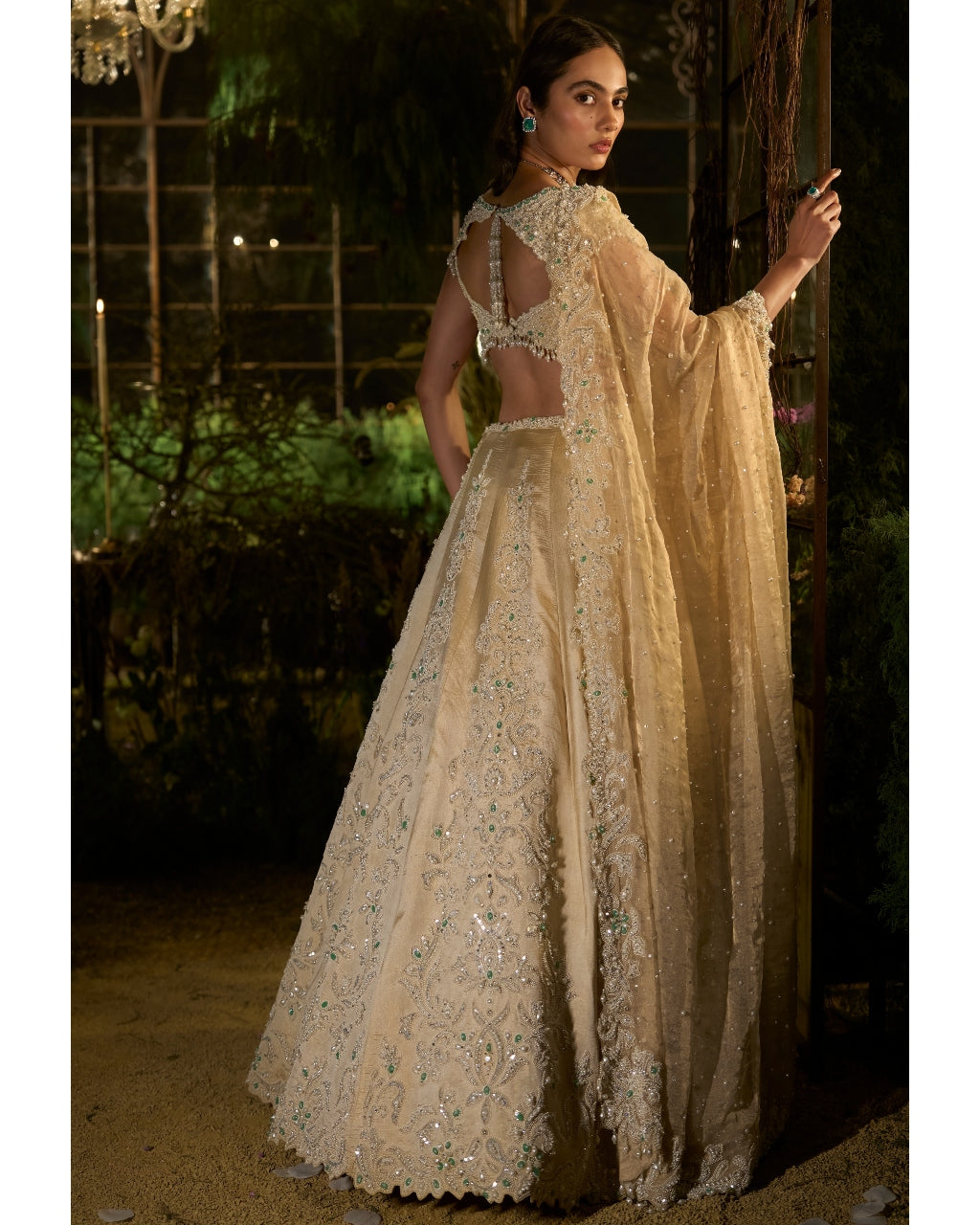 Light Gold Pearl Lehenga Set