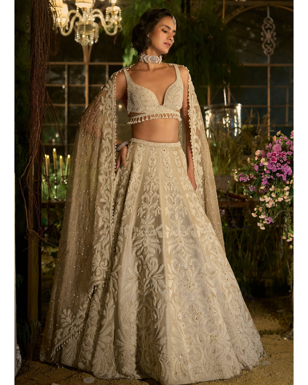 Champagne Pearl Lehenga Set