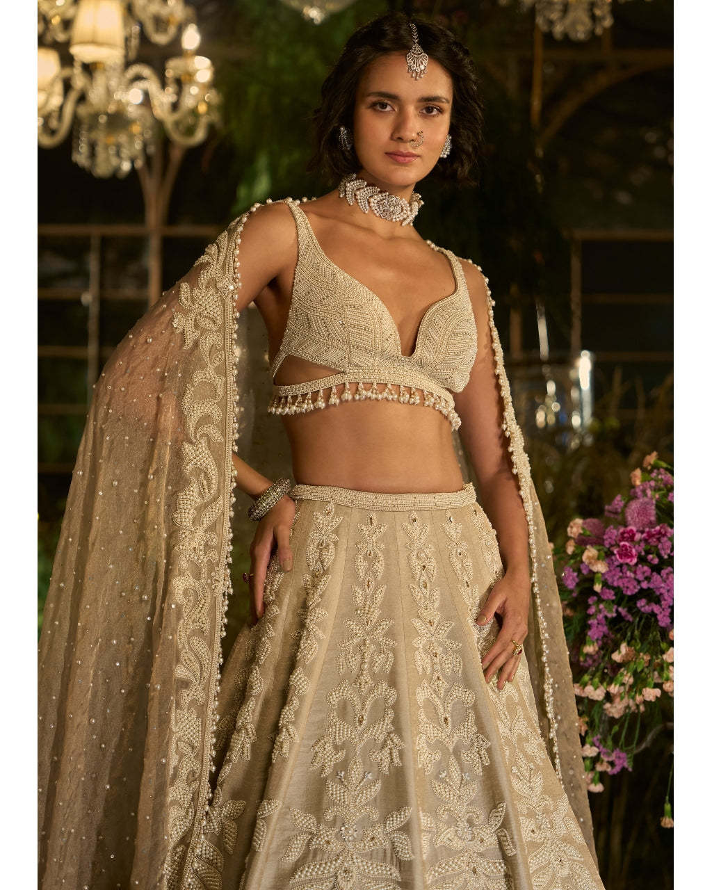 Champagne Pearl Lehenga Set