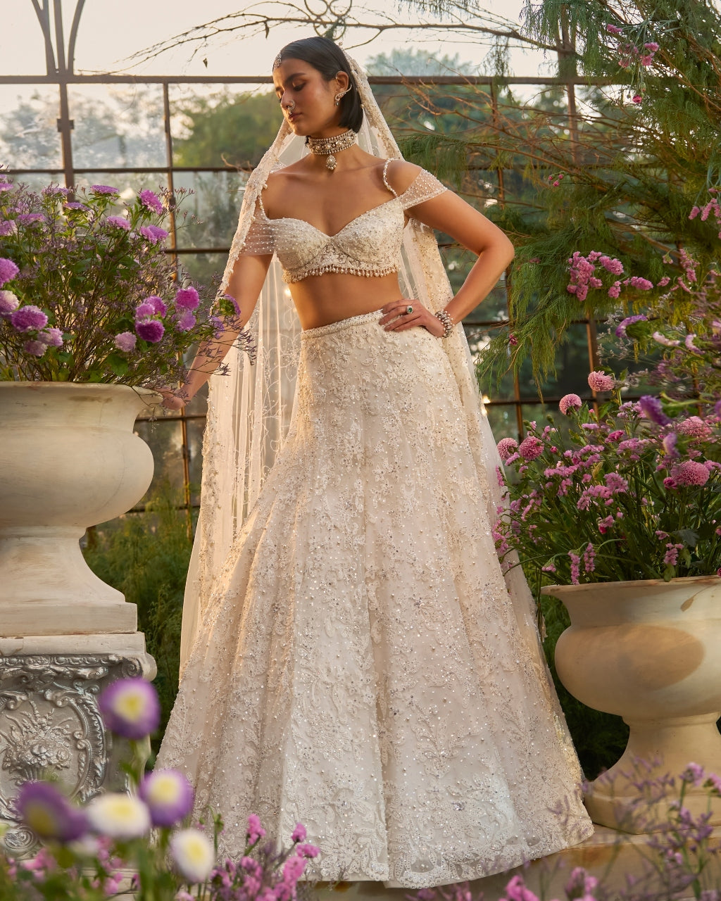 Ivory Floral Lehenga Set