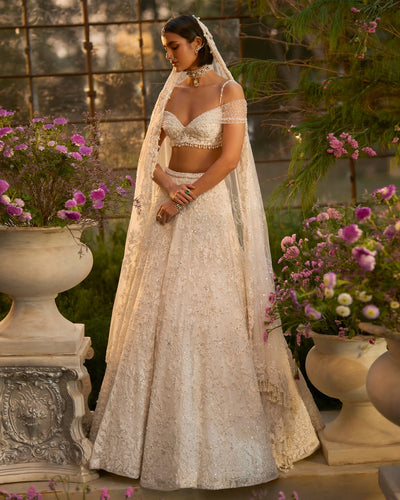 Ivory Floral Lehenga Set
