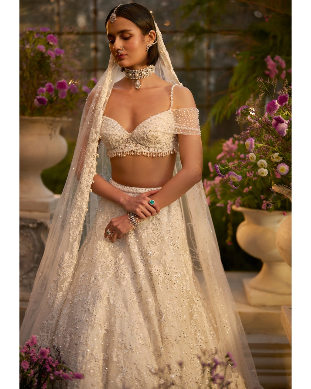 Ivory Floral Lehenga Set