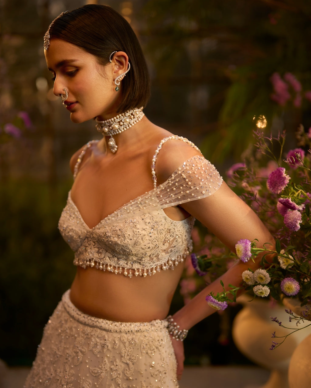 Ivory Floral Lehenga Set