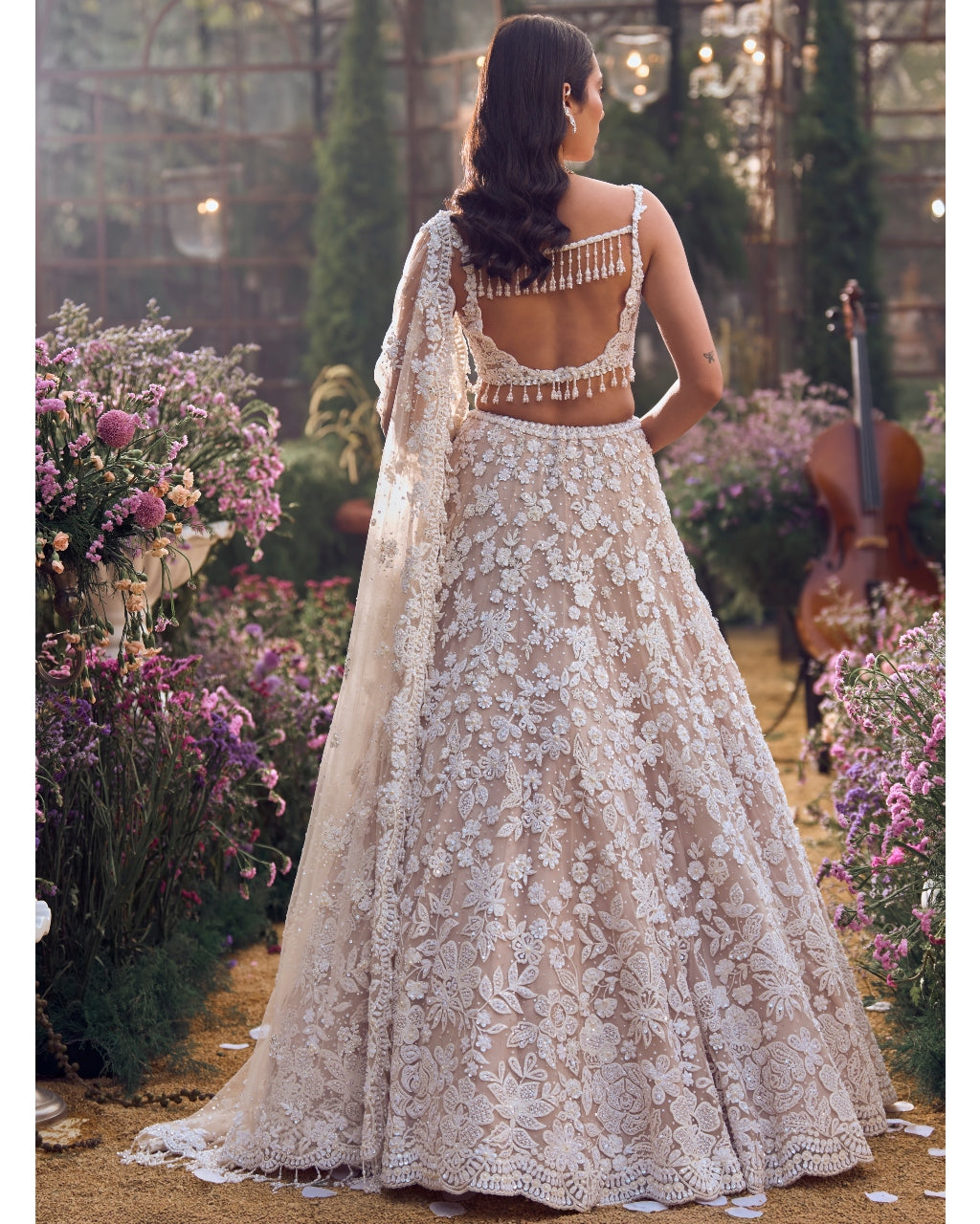 Nude Floral Lehenga Set