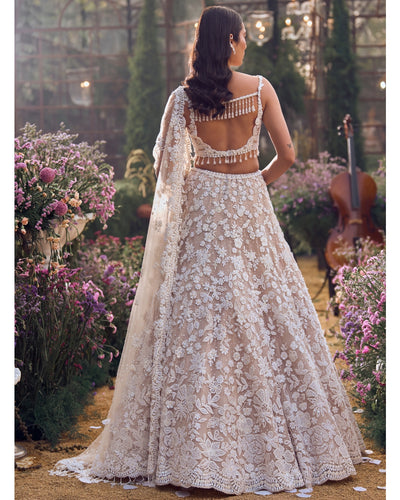 Nude Floral Lehenga Set