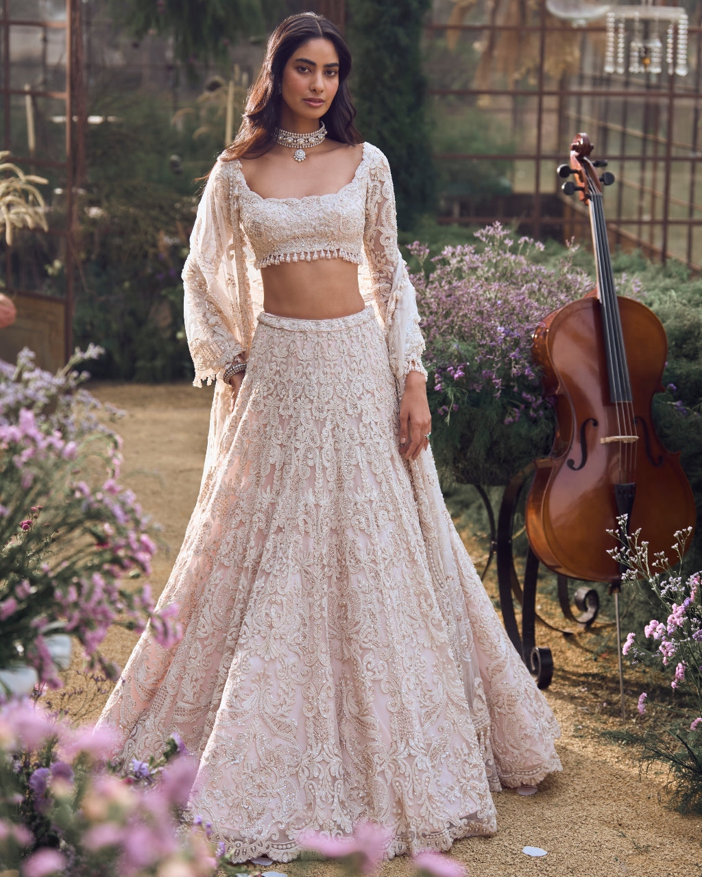 Powder Peach Dori Lehenga Set