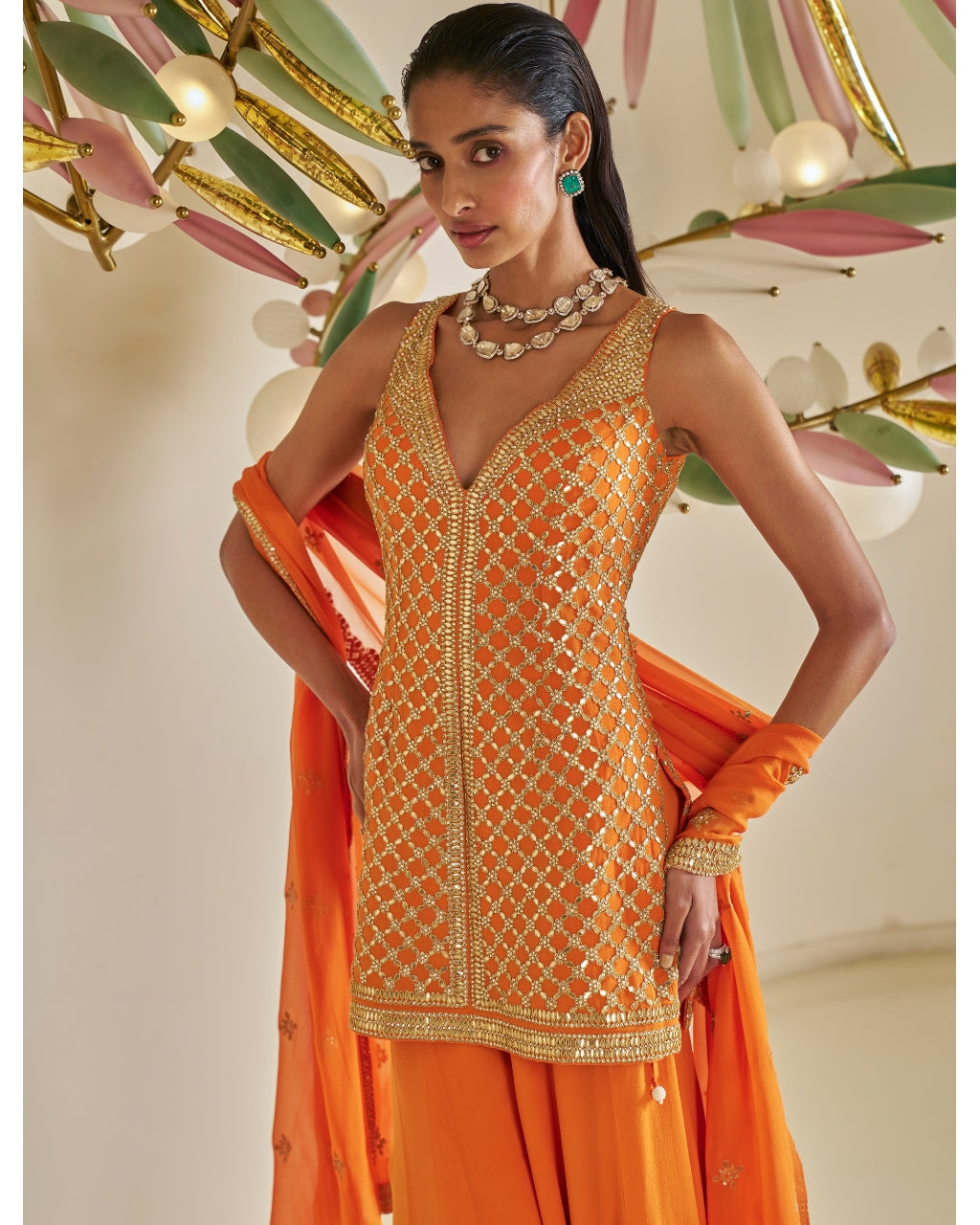 Orange Gota Patti Sharara Set