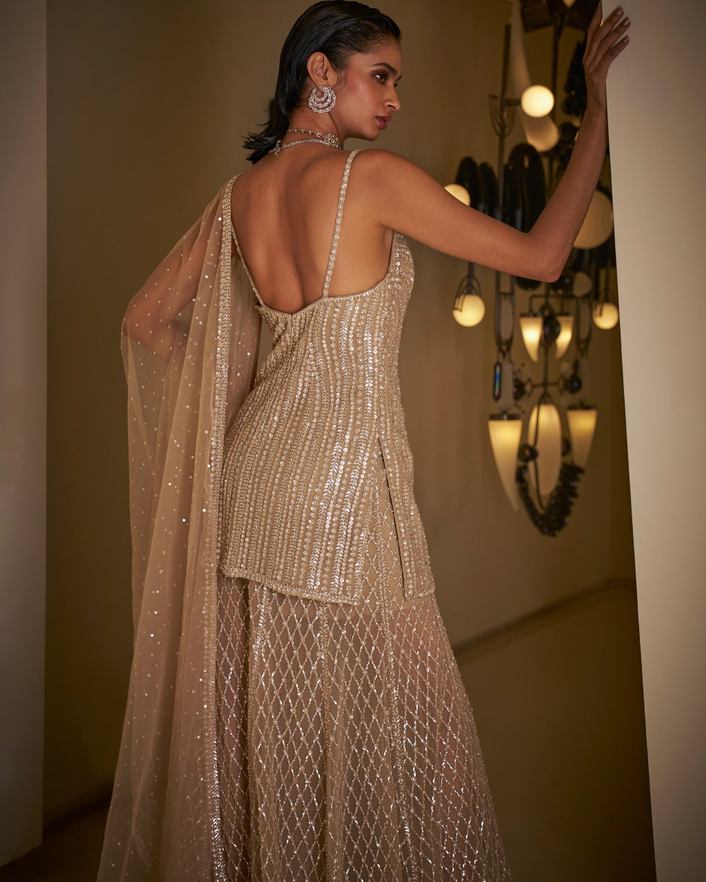 Sequin Champagne Sharara Set