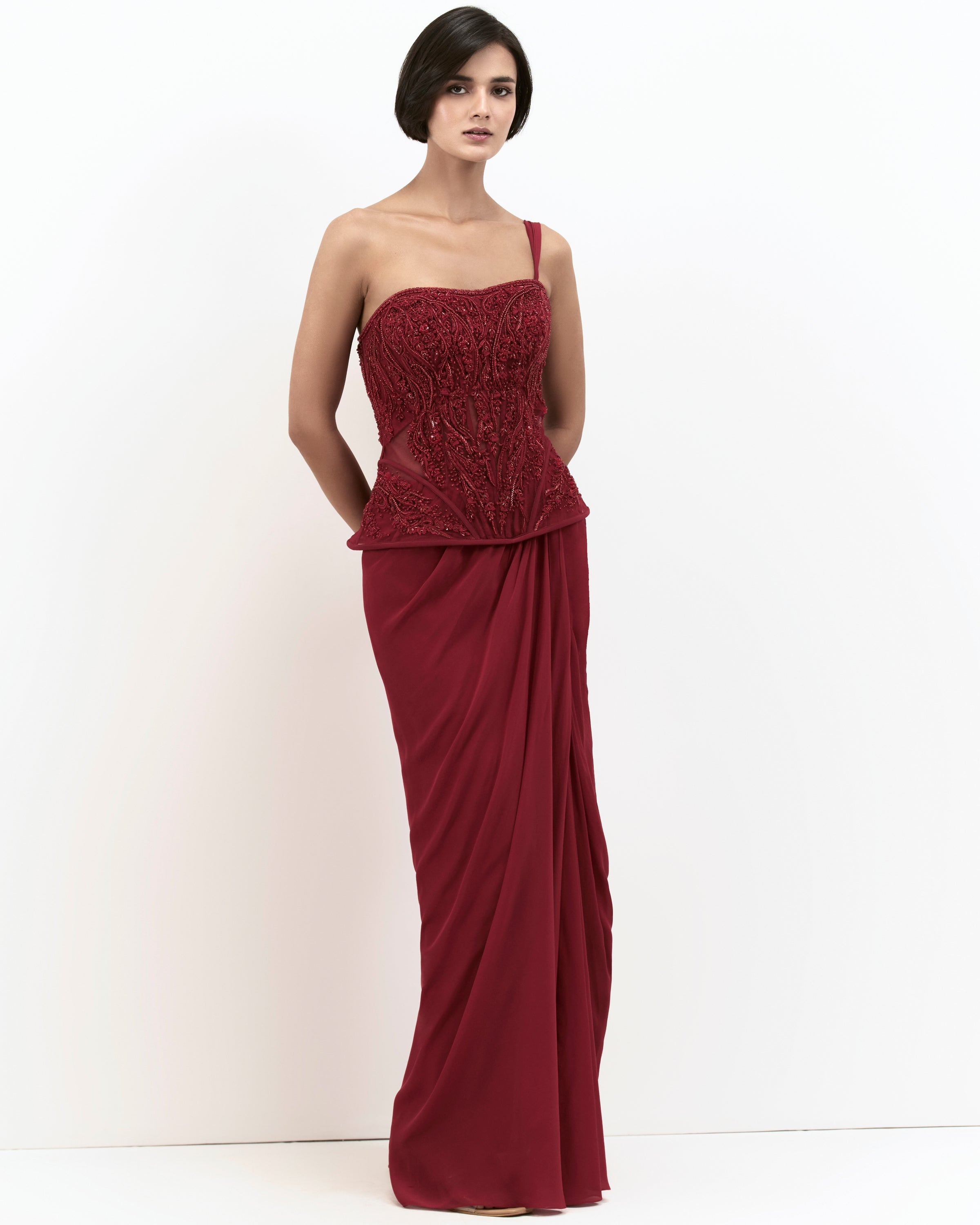 The Pearl Corset Sari Gown