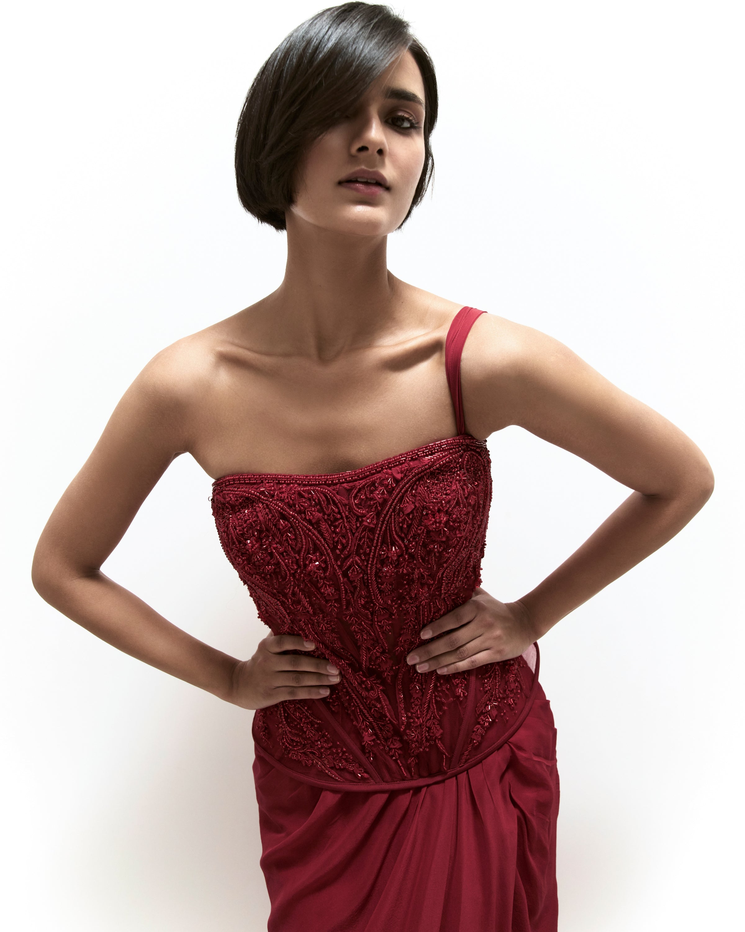 The Pearl Corset Sari Gown