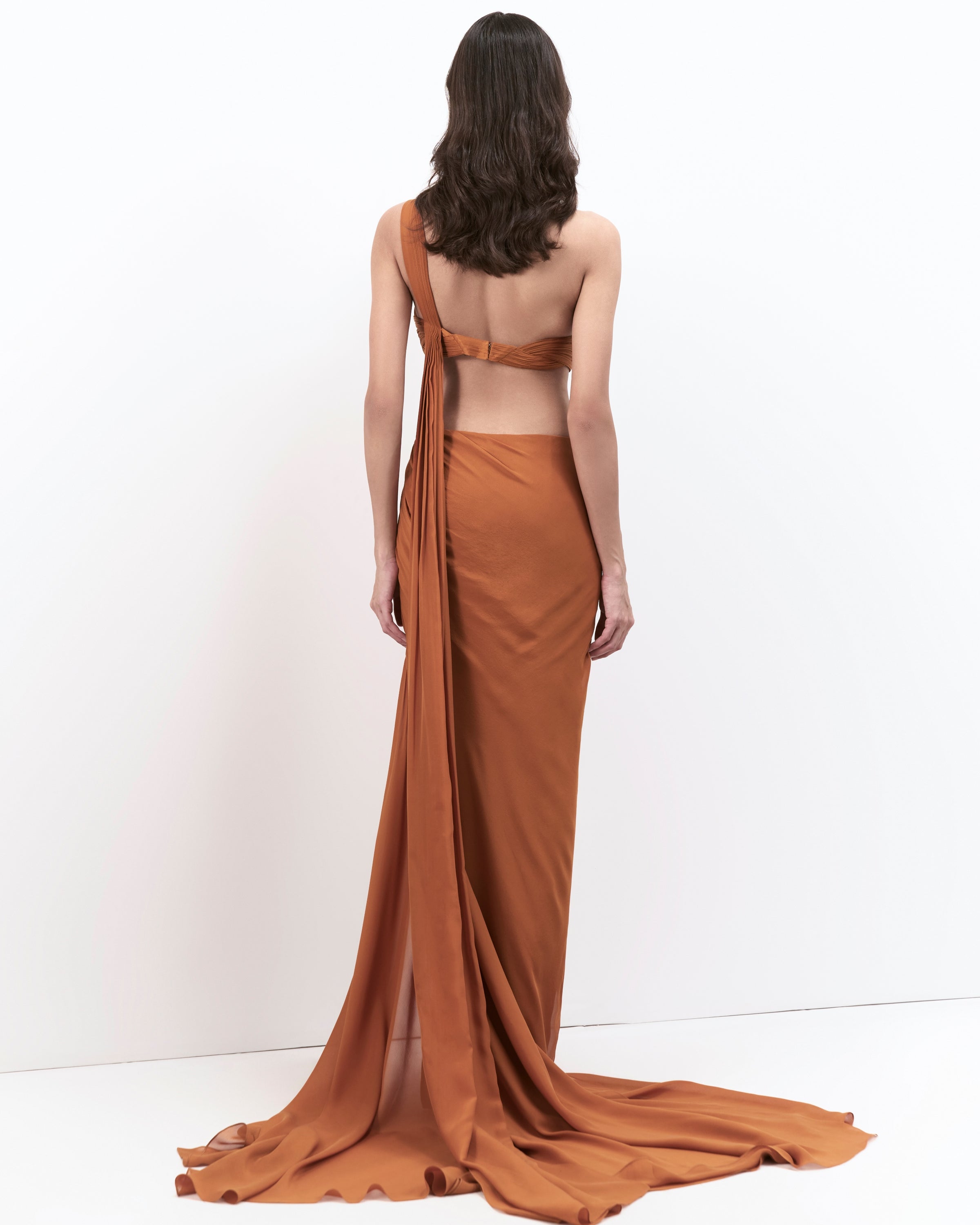 The Ochre Corset Drape Sari Gown | Gaurav Gupta L / 60 The Ochre Corset Drape Sari Gown | Gaurav Gupta L / 60
