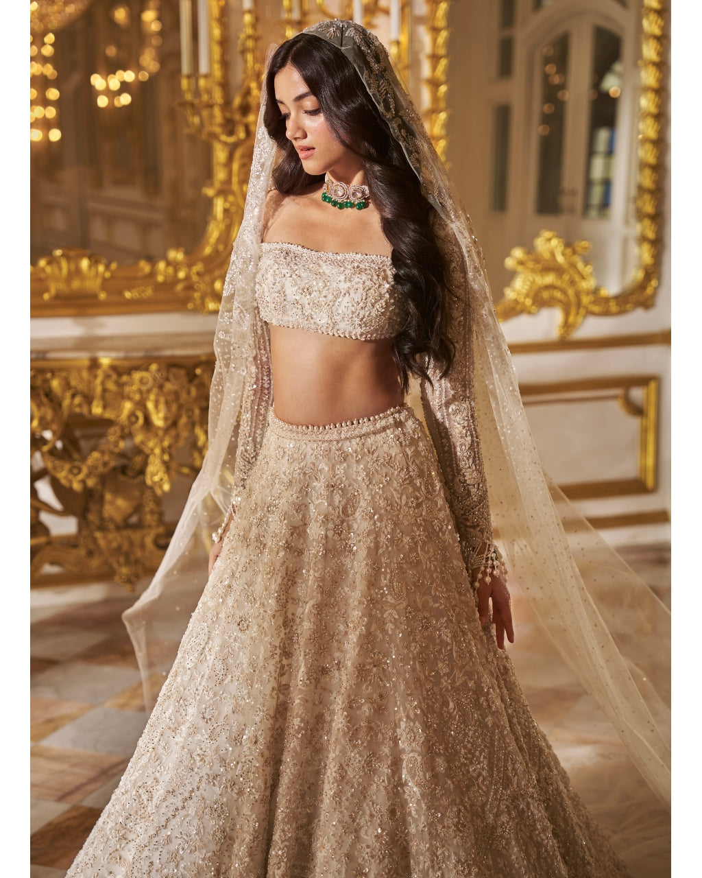 Ivory Floral Lehenga Set