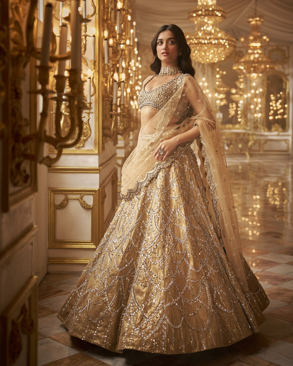 Gold Chandelier Lehenga Set