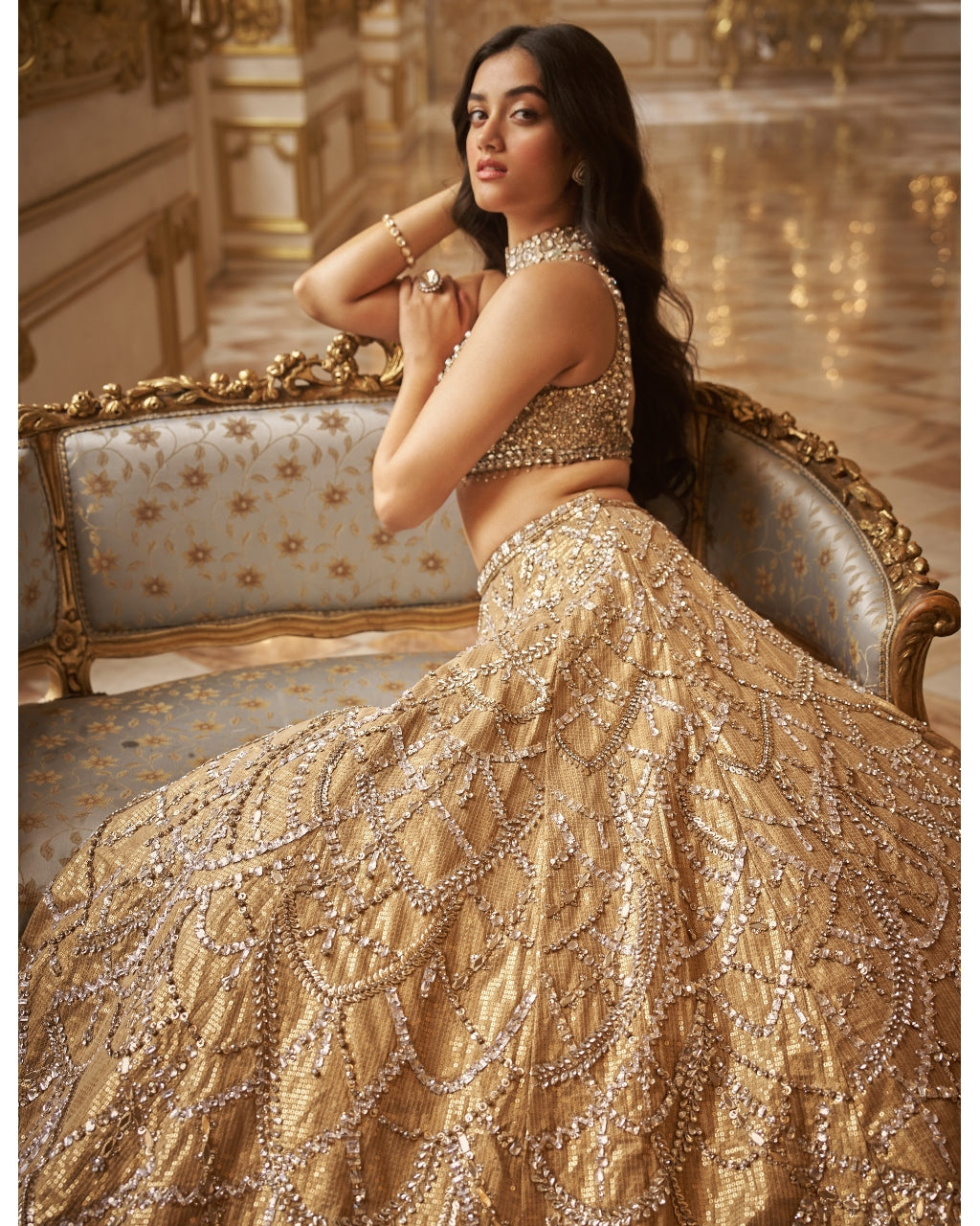 Gold Chandelier Lehenga Set