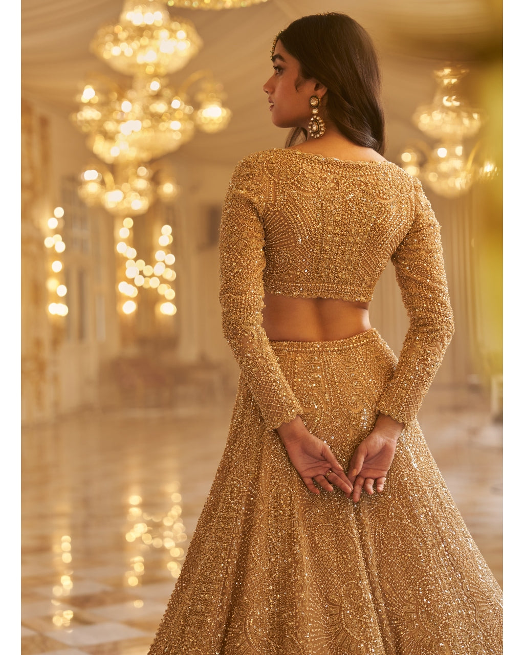 Gold Pearl Lehenga Set