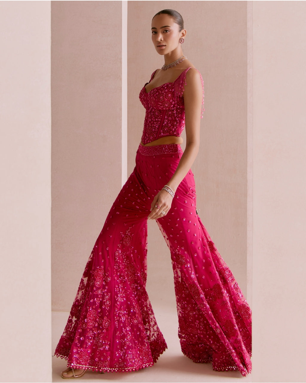 Hot Pink Sharara Set